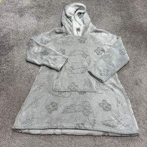 Harry Potter Wizarding World Plush Hoodie Pullover Robe Women XL Gray Hedwig Owl